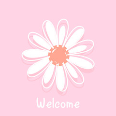 Daisy flower icon on pink background vector.