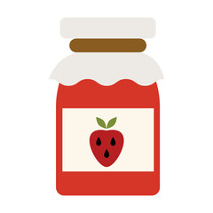 Strawberry jam jar. Simple food icon in trendy style isolated on white background for web apps and mobile concept. Vector Illustration
