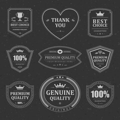 Monochrome premium vector labels and badges set