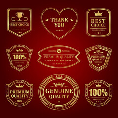 Gold frames premium vector labels and logos set.