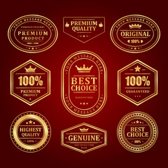 Gold frames premium vector labels and logos set.