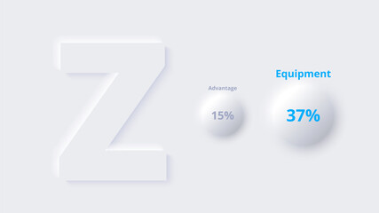 Vector neumorphic infographic. Presentation slide template. Business infographics concept with letter Z and place for your text
