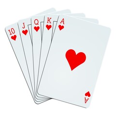 Quinte flush sur fond blanc