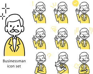 社長　年配のビジネスマンのアイコン　ベクターイラスト素材