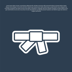Blue line Black karate belt icon isolated on blue background. Vector. © vector_v