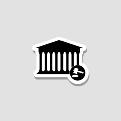 Courthouse sticker icon isolated on white background 