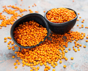 Organic healthy red lentils