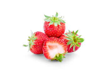  strawberry leaf on white background.