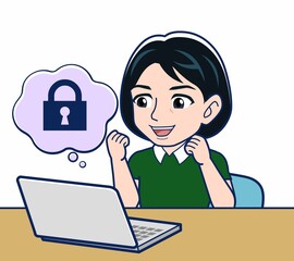 デスクワークをする若い女性