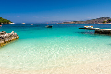 beautiful beach with crystal clear water in Ksamil in Albania