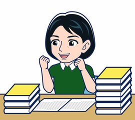 勉強中の女子高校生