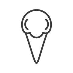 Delicious cold ice cream in an edible waffle glass. Simple food icon in trendy line style isolated on white background for web apps and mobile concept