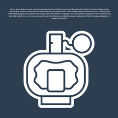 Blue line Aftershave icon isolated on blue background. Cologne spray icon. Male perfume bottle. Vector.