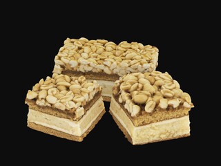 peanut cake on a black background