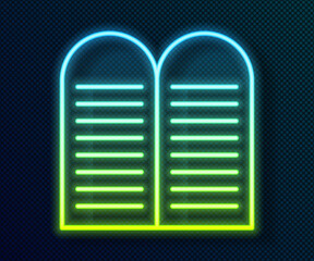 Glowing neon line The commandments icon isolated on black background. Gods law concept. Vector.