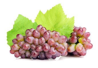 Ripe grapes on a white background