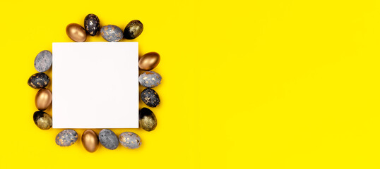 Easter eggs making a frame around a copyspace