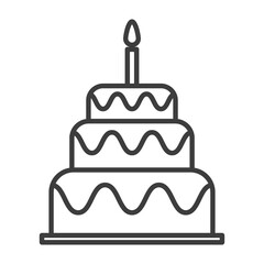 Birthday Cake. Simple food icon in trendy style isolated on white background for web apps and mobile concept. Vector Illustration