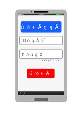 文字化けしたスマートフォンの画面