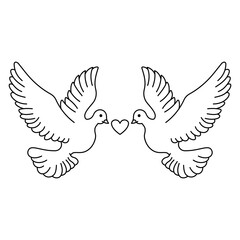Wedding Dove With Love Icon Coloring Page, Wedding Element, Pigeon Couple