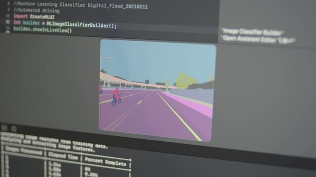 2.67 Real Neural Network Machine Learning Analyzes Automated Driving Unmanned Vehicle 3