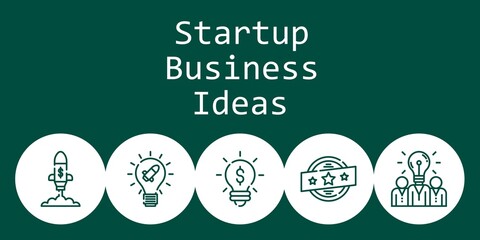 startup business ideas background concept with startup business ideas icons. Icons related startup, idea, brand