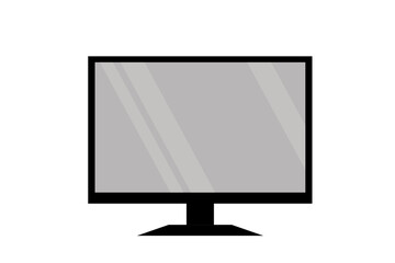 Icon modern Tv television, monitor computer, slim HDTV with blank screen isolated on white background, illustration pop art