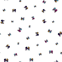 Small colorful butterflies seamless vector pattern. Girly surface print design for fabrics, stationery, scrapbook paper, gift wrap, textiles, backgrounds, and packaging.