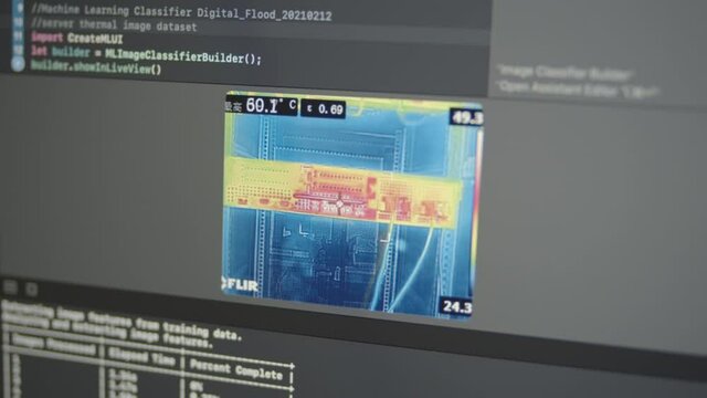 2.64 Real Neural Network Machine Learning Analyzes Server Heating Control Thermal Image Data Center