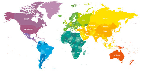 Obraz premium Colorful political map of World
