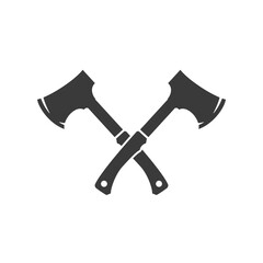 Lumberjack axes crossed isolated on white background vector object