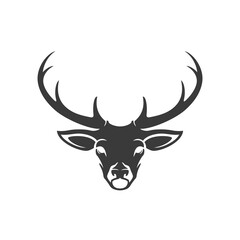 Deer head silhouette isolated on white background vector object