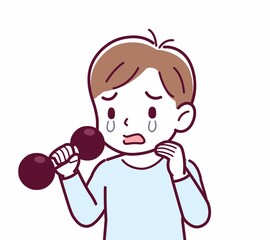 Cheerful boy in blue clothes