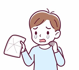 Cheerful boy in blue clothes