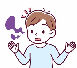 Cheerful boy in blue clothes