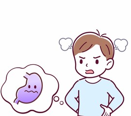 Cheerful boy in blue clothes