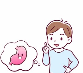 Cheerful boy in blue clothes