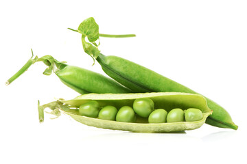 Fresh peas isolated on white background 