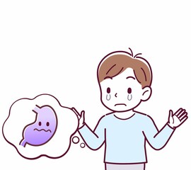 Cheerful boy in blue clothes