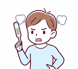 Cheerful boy in blue clothes