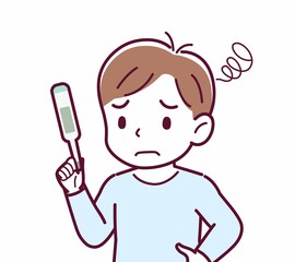 Cheerful boy in blue clothes