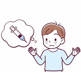 Cheerful boy in blue clothes