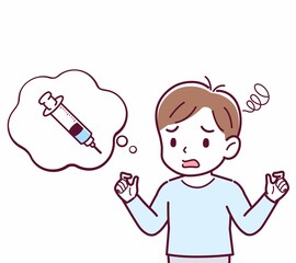 Cheerful boy in blue clothes