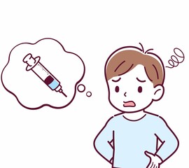 Cheerful boy in blue clothes