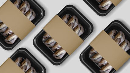 Plastic tray vacuum food mockup design