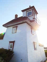 the Fort Point Lighthouse in Liverpool, Nova Scotia, Canada, April