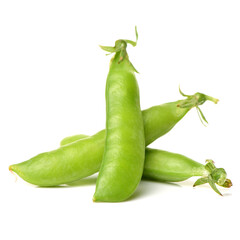 Fresh peas isolated on white background 