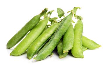 Fresh peas isolated on white background 