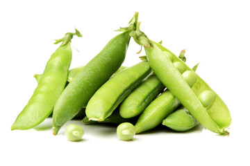 Fresh peas isolated on white background 