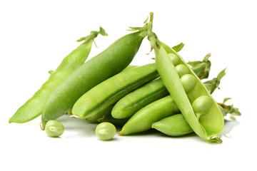 Fresh peas isolated on white background 